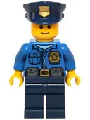 Minifigurka: HOL040:  Police - Gold Badge, Police Hat, Black Eyebrows, Smile