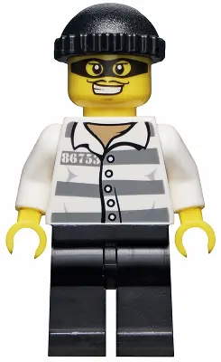 HOL041:  Police - Jail Prisoner 86753 Prison Stripes, Black Knit Cap, Mask