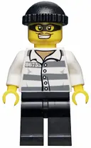Minifigurka: HOL041:  Police - Jail Prisoner 86753 Prison Stripes, Black Knit Cap, Mask