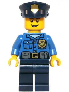 HOL042:  Police - Gold Badge, Police Hat, Open Grin
