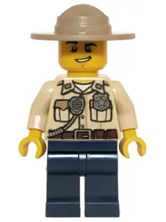 HOL061:  Swamp Police - Officer, Shirt, Dark Tan Hat, Lopsided Grin