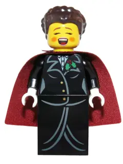 HOL063:  Caroler, Female - Gold Buttons and Holly Lapel Pin