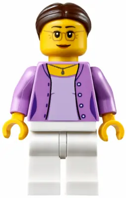 HOL102:  Grandma - Medium Lavender Jacket over Lavender Shirt, White Legs, Brown Hair in a Bun