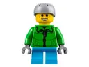 Minifigurka: HOL105:  Boy, Winter Jacket Zipper, Dark Azure Short Legs, Light Bluish Gray Sports Helmet