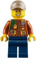 Minifigurka: HOL109:  City Jungle Explorer - Dark Orange Jacket with Pouches, Dark Blue Legs, Dark Tan Cap with Hole, Big Smile