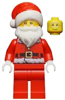 Minifigurka: HOL110:  Santa - Fur Lined Jacket with Candy Cane on Back, Red Legs, Glasses