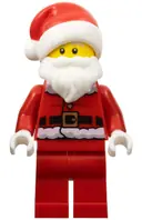 Minifigurka: HOL125:  Santa - Fur Lined Jacket with Candy Cane on Back, Red Legs, Open Mouth