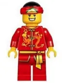 Minifigurka: HOL134:  Dragon Dance Performer, Tied Red Bandana, Open Mouth Smile with Teeth