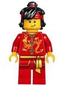Minifigurka: HOL135:  Dragon Dance Performer, Top Knot and Headband, Scared / Lopsided Smile