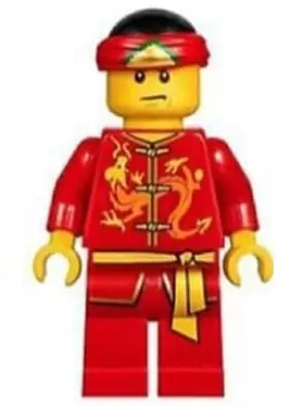 HOL136:  Dragon Dance Performer, Tied Red Bandana, Angry Eyebrows and Scowl