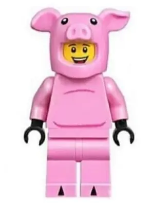 HOL137:  Dragon Dance Performer, Pig Costume, No Tail, Open Mouth Smile with White Teeth and Red Tongue