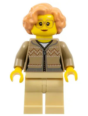 HOL165:  Grandmother - Dark Tan Fair Isle Sweater, Tan Legs, Nougat Hair, Glasses