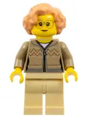 Minifigurka: HOL165:  Grandmother - Dark Tan Fair Isle Sweater, Tan Legs, Nougat Hair, Glasses