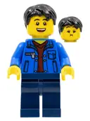Minifigurka: HOL184:  Man, Black Hair, Blue Jacket, Dark Red Shirt, Dark Blue Legs