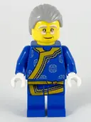 Minifigurka: HOL195:  Shadow Puppeteer, Light Bluish Gray Hair, Glasses, Blue Changshan with Yellow Hem and Sash, Silver Circles Pattern