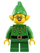 Minifigurka: HOL205:  Elf - Green Scalloped Collar with Bells, Glasses