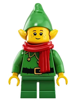 HOL206:  Elf - Green Scalloped Collar with Bells, Scarf