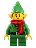 Minifigurka: HOL206:  Elf - Green Scalloped Collar with Bells, Scarf