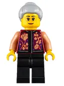 Minifigurka: HOL220:  Grandmother, Floral Shirt, Black Legs, Light Bluish Gray Hair, Glasses