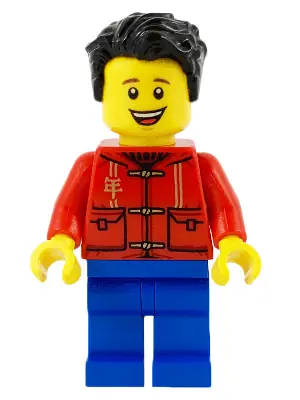 HOL225:  Father, Red Tang Jacket with Hood, Blue Legs, Black Tousled Hair
