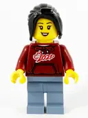 Minifigurka: HOL229:  Woman, Dark Red '2021' Shirt, Sand Blue Legs, Long Black Hair