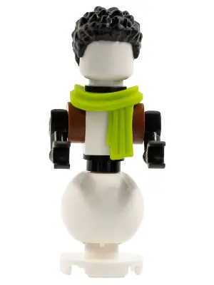 HOL252:  Snowman - Black Hair, Lime Scarf