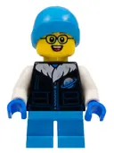 Minifigurka: HOL259:  Child - Boy, Black Ice Planet Coat, Dark Azure Short Legs, Dark Azure Beanie, Glasses