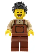 Minifigurka: HOL260:  Man, Black Spiked Hair, Dark Tan Shirt, Reddish Brown Overalls and Legs