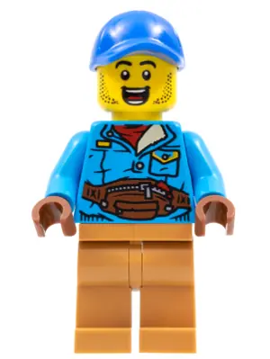 HOL263:  Man, Blue Cap, Dark Azure Jacket, Medium Nougat Legs