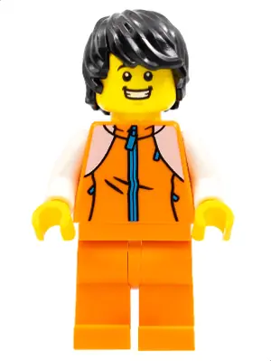HOL267:  Man, Orange Tracksuit, Black Hair