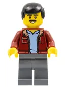 Minifigurka: HOL271:  Man, Dark Red Jacket with Bright Light Blue Shirt, Dark Bluish Gray Legs, Black Male Hair, Moustache