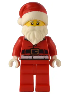 HOL284:  Santa - Fur Lined Jacket with 2 Dark Red Creases on Back, Red Legs