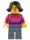 Minifigurka: HOL287:  Holiday Shopper - Dark Pink Sweater