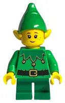 Minifigurka: HOL295:  Elf - Green Scalloped Collar with Bells, Closed Mouth with Freckles