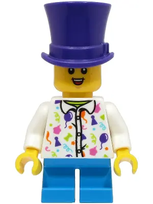 HOL323:  Boy - White Shirt, Dark Azure Short Legs, Dark Purple Top Hat