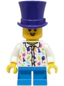 Minifigurka: HOL323:  Boy - White Shirt, Dark Azure Short Legs, Dark Purple Top Hat