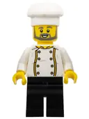 Minifigurka: HOL337:  Chef - Jacket with Bright Light Orange Trim, Gold Buttons and Dragon on Back, Black Legs, Dark Bluish Gray Beard