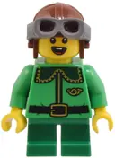 Minifigurka: HOL365:  Elf - Bright Green Coat with Dark Green Collar and Gold Horn, Reddish Brown Helmet, and Dark Bluish Gray Goggles