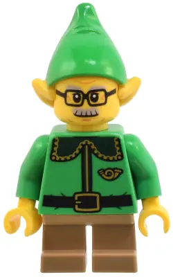 HOL367:  Elf - Dark Green Collar and Gold Horn, Moustache and Glasses