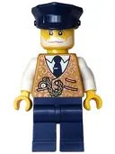 Minifigurka: HOL380:  Holiday Express Train Conductor - Pearl Gold Vest, Dark Blue Legs and Hat