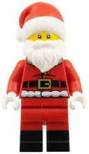 Minifigurka: HOL381:  Santa - Fur Lined Jacket with 2 Black Creases on Back, Red Legs with Black Boots, Santa Hat with Molded Red Top
