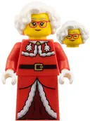 Minifigurka: HOL384:  Mrs. Claus - Red Jacket, Dark Red Printed Skirt