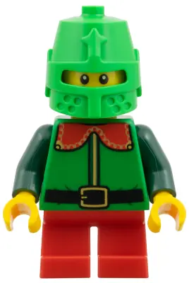 HOL387:  Elf - Green Coat with Red Collar, Bright Green Helmet Castle