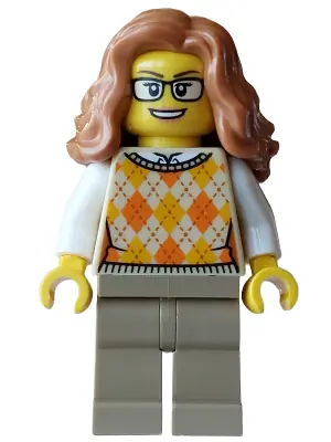 HOL405:  Carol Choir Double Bass Player - Female, Tan Knit Argyle Sweater Vest