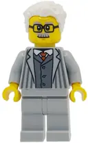 Minifigurka: HOL411:  Grandfather - Light Bluish Gray Jacket with Pinstripes and Legs, White Hair