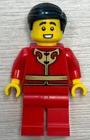 Minifigurka: HOL415:  Man - Red Tang Jacket with Gold Chinese Scrollwork, Red Legs, Black Smooth Hair