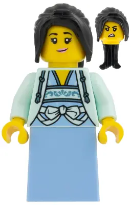 HOL425:  Chef - Light Aqua Vest, Black Hair, Bright Light Blue Skirt