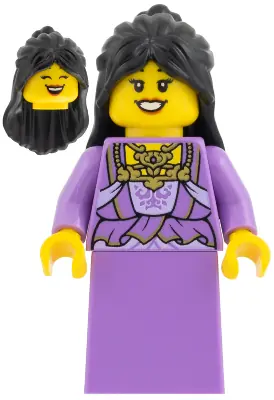 HOL427:  Woman - Medium Lavender Vest and Skirt, Black Hair