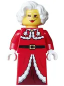 Minifigurka: HOL437:  Mrs. Claus - Red Jacket, Dark Red Printed Skirt, Gold Glasses