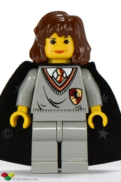 HP002:  Hermione Granger - Gryffindor Shield Torso, Light Gray Legs, Black Cape with Stars